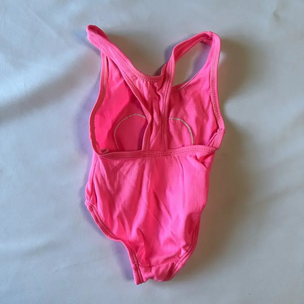 Vintage Pink Bear Heart One Piece Swimsuit Sz 18 mo